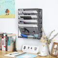 5-Tier Iron File Organiser, 15.9"H x 12.8"L x 4.1"W, Wall-Mount/Desktop, Black - SuperSaverAU - view 4