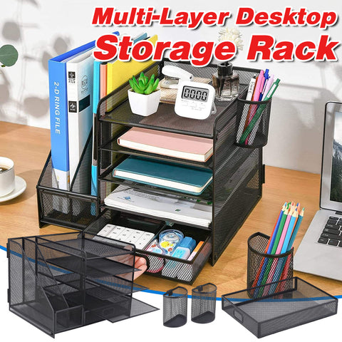 Multi-Tier Desktop Organizer for Files and Documents - Black - SuperSaverAU - view 1