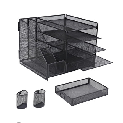 Multi-Tier Desktop Organizer for Files and Documents - Black