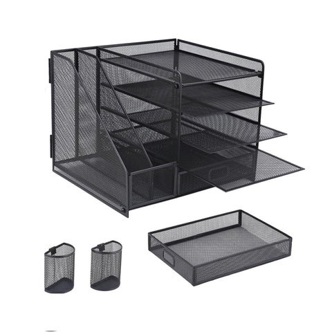 Multi-Tier Desktop Organizer for Files and Documents - Black - SuperSaverAU - view 2