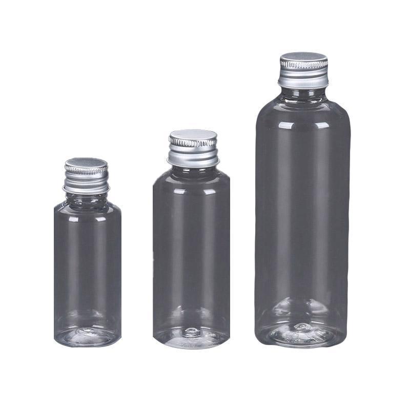 50/100pcs Clear Plastic Bottles with Aluminum Caps - 30ml Size