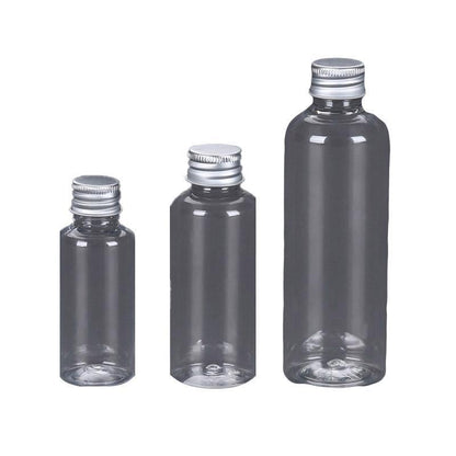 50/100pcs Clear Plastic Bottles with Aluminum Caps - 30ml Size