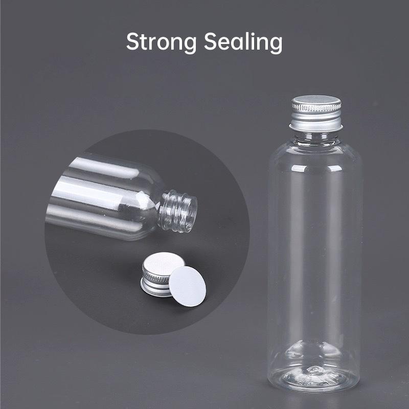 50/100pcs Clear Plastic Bottles with Aluminum Caps - 30ml Size