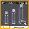Premium 100pcs Clear 50ml PET Travel Bottles with Aluminium Caps