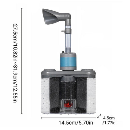 6-in-1 Aquarium Filter System, 14.5x4.5x31.9 cm, USB Powered, Adjustable Flow