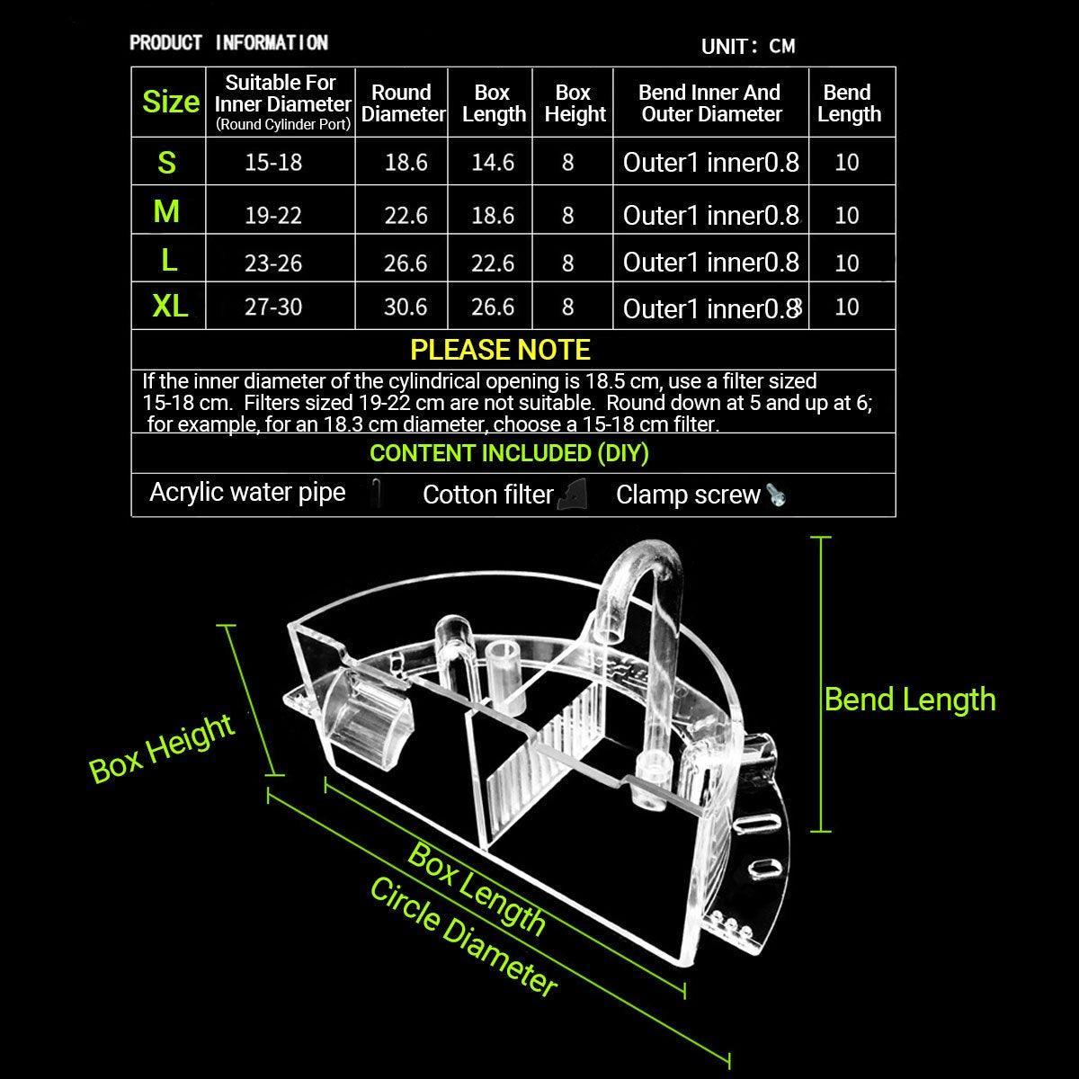 Round Fish Tank Filter Box XL - 3-in-1 External Filter, Silent Operation, Compact Design