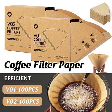 Premium V02 Coffee Filter Paper Drip Cone Filters 100 Pack