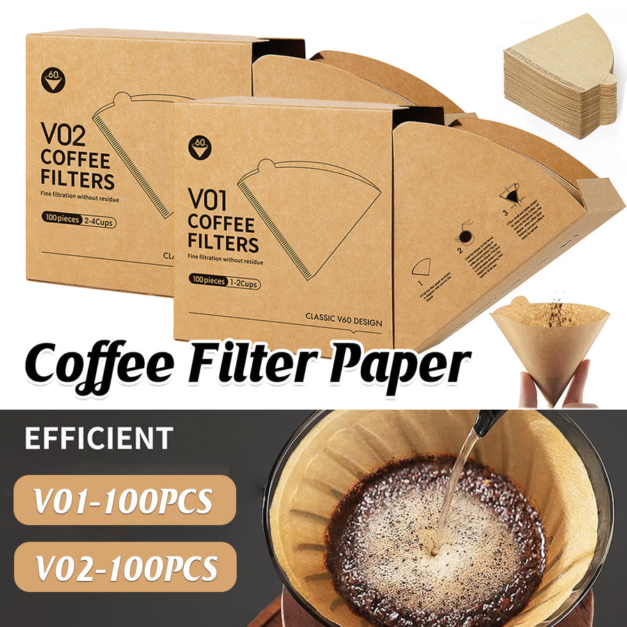 Premium V02 Coffee Filter Paper Drip Cone Filters 100 Pack