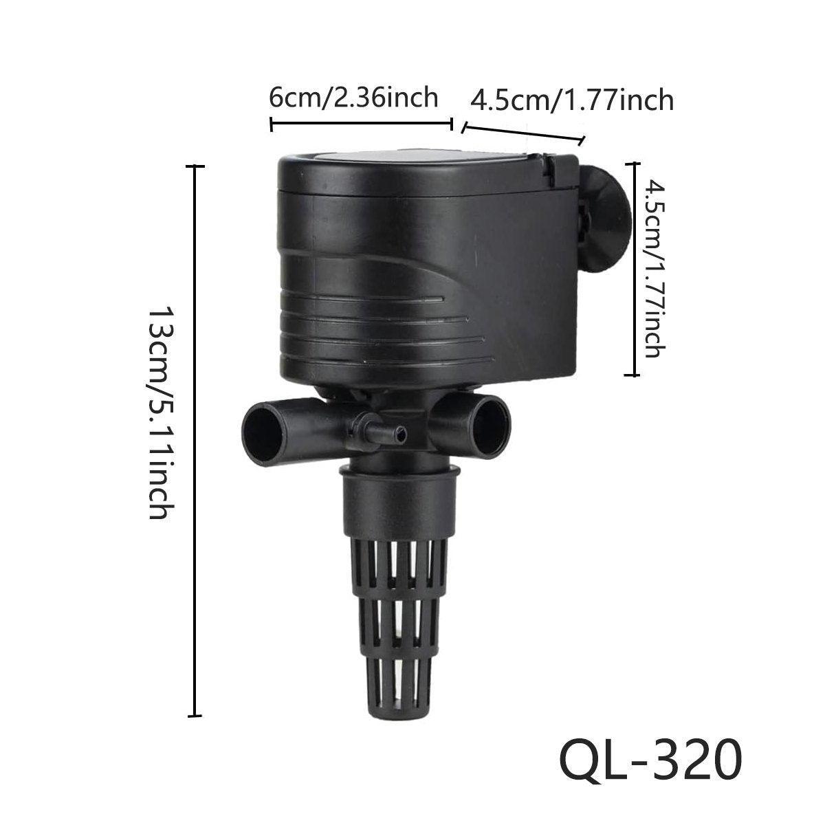 3in1 Mini Aquarium Fish Tank Filter Submersible Water Purifier Oxygen Pump - QL-400 (30W 2000L/H)