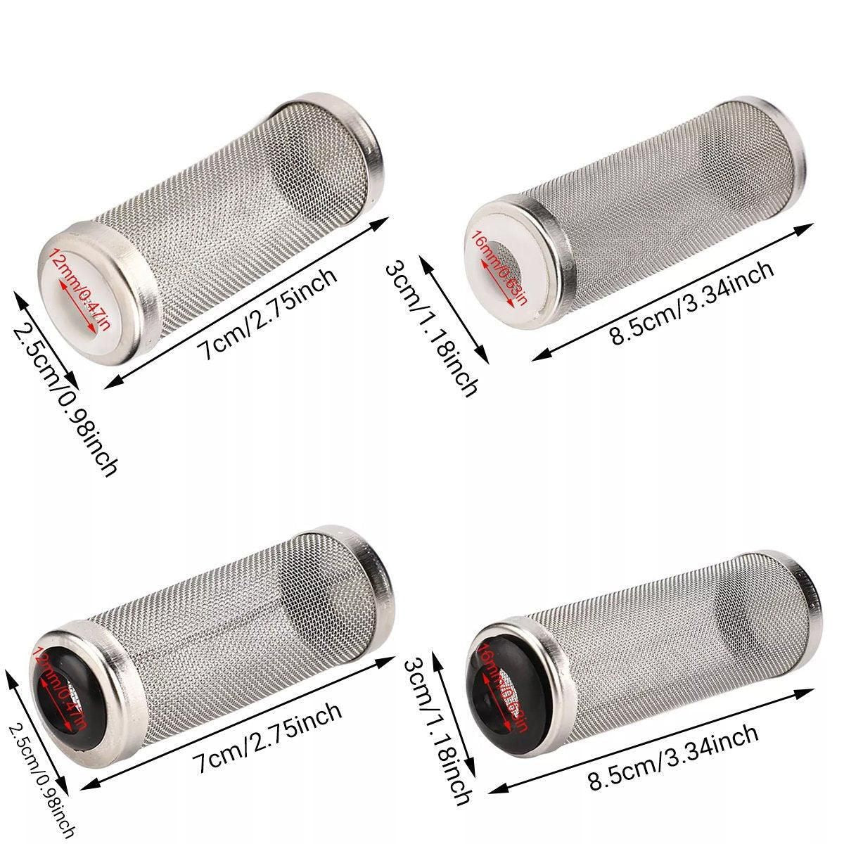 Premium Stainless Steel Shrimp Filter Guard 4pcs - White 12mm