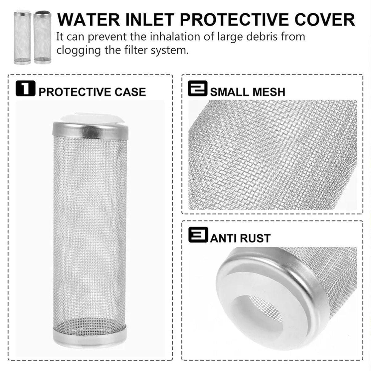 Premium Stainless Steel Shrimp Filter Guard 4pcs - White 12mm