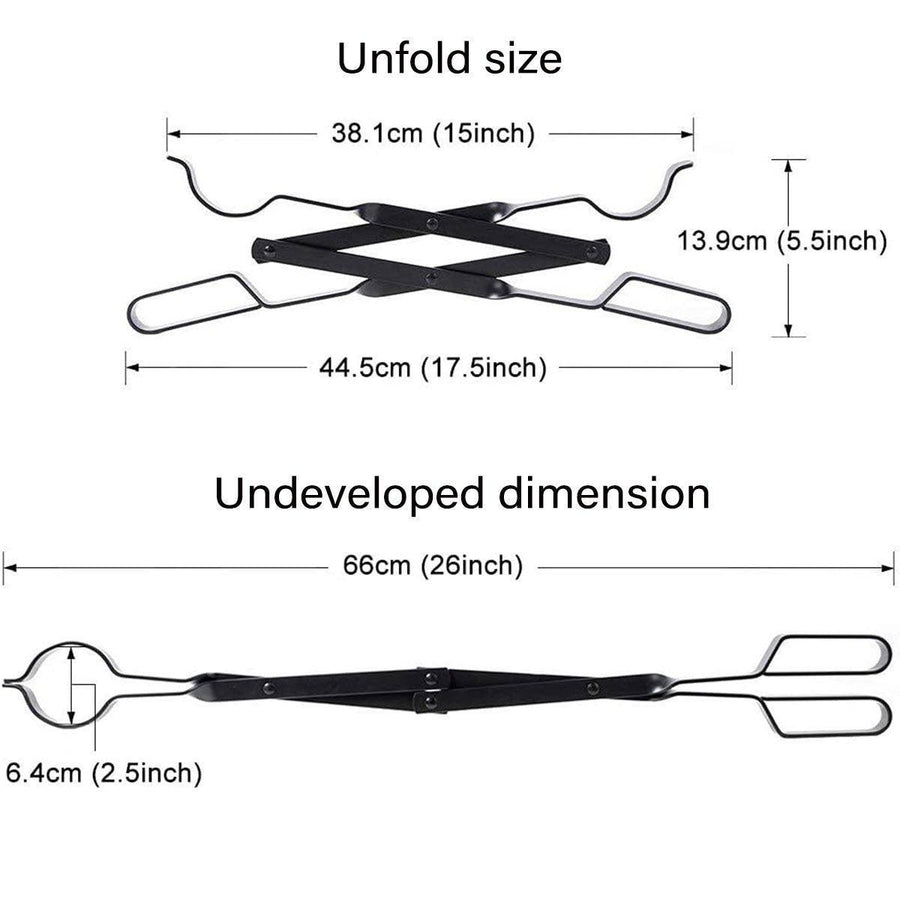 Folding Fireplace Tongs 66 cm - Durable Heat-Resistant Steel for Indoor/Outdoor Use - SuperSaverAU - view 1