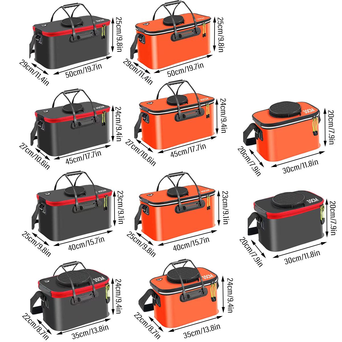 Portable Folding EVA Fishing Bucket Multi Use Live Fish Container with Strap - Black-40cm