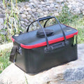 Portable Folding EVA Fishing Bucket Multi Use Live Fish Container with Strap - Black-45cm - SuperSaverAU - view 4
