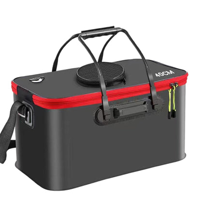 Portable Folding EVA Fishing Bucket Multi Use Live Fish Container with Strap - Orange-40cm