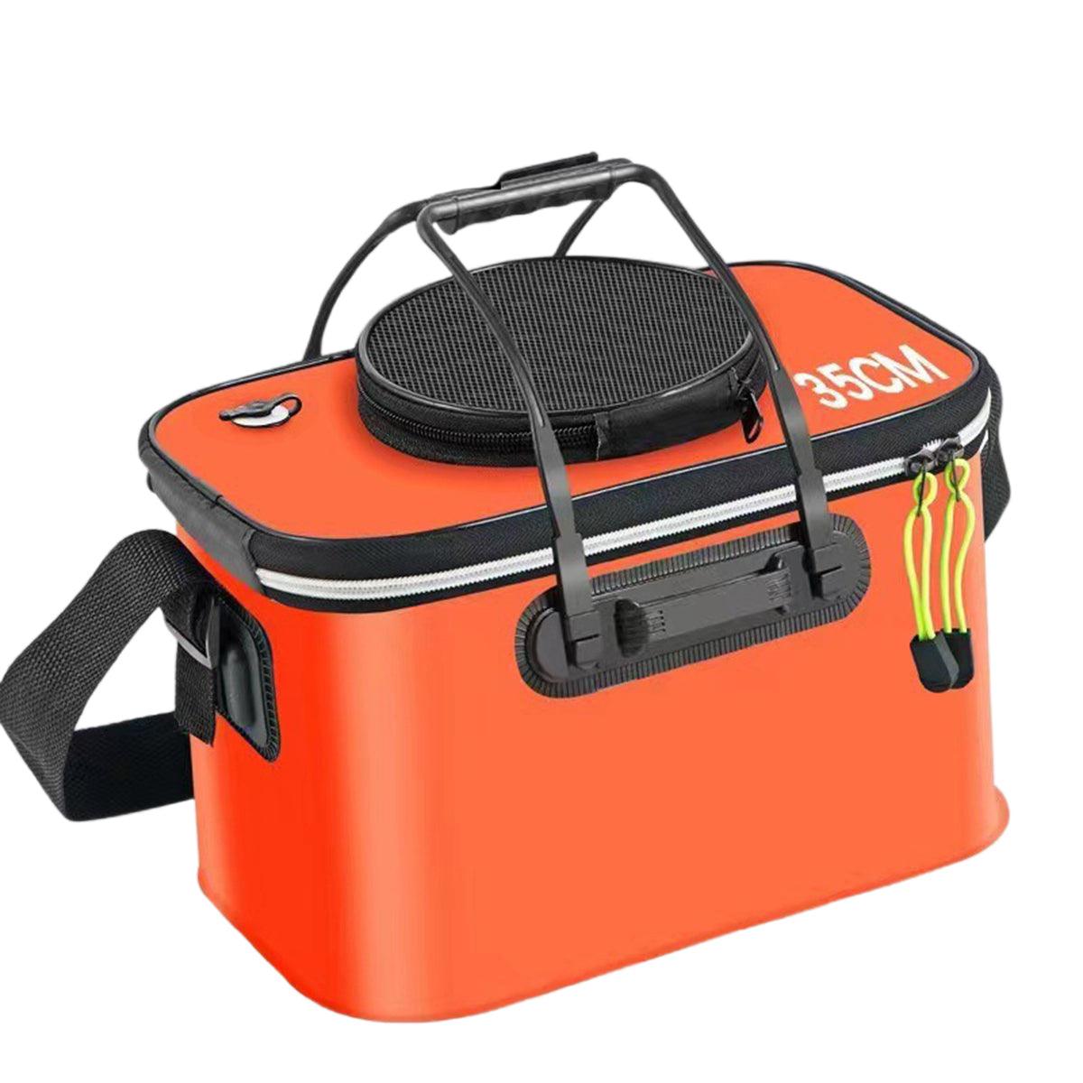 Portable Folding EVA Fishing Bucket Multi Use Live Fish Container with Strap - Orange-45cm - SuperSaverAU - view 4