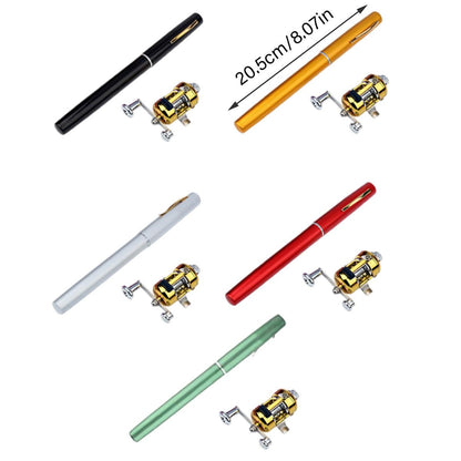 Mini Pen Fishing Rod Pocket Size Portable Telescopic Travel Fishing Pole Tool - Black