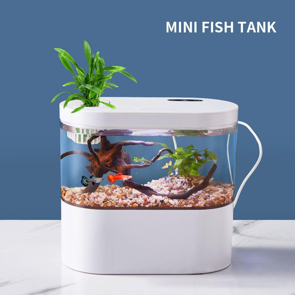 Mini Self-Circulating Desktop Fish Tank 4L Eco-Friendly Aquarium - Blue