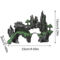 Premium Aquarium Rock Cave Mountain Ornament Grey Resin - 23cm