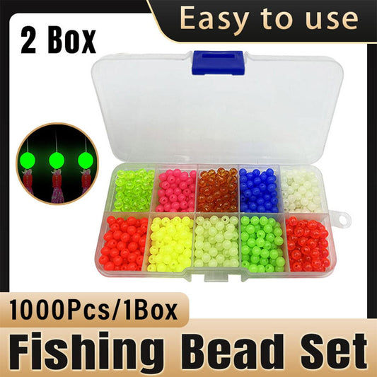 High Quality 2 Boxes of Round Colourful Fishing Beads Tackle Accessories Kit