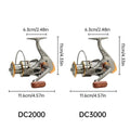 All-Metal Spinning Fishing Reel - CNC Alloy Wire Cup, Interchangeable Handle, 2000 Size