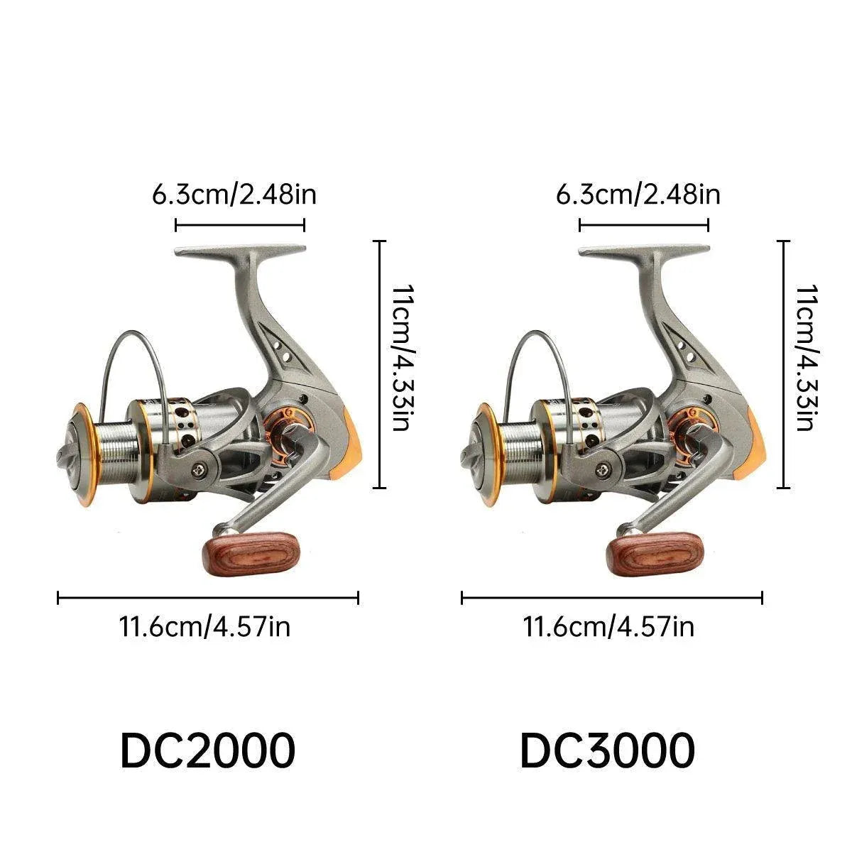 All-Metal Spinning Fishing Reel - CNC Alloy Wire Cup, Interchangeable Handle, 2000 Size