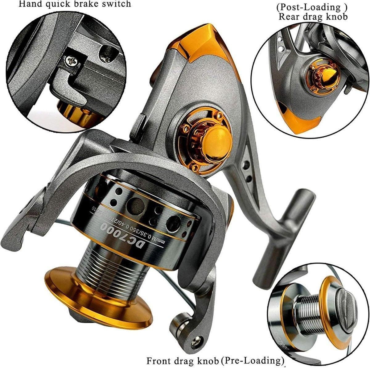 All-Metal Spinning Fishing Reel - CNC Alloy Wire Cup, Interchangeable Handle, 2000 Size