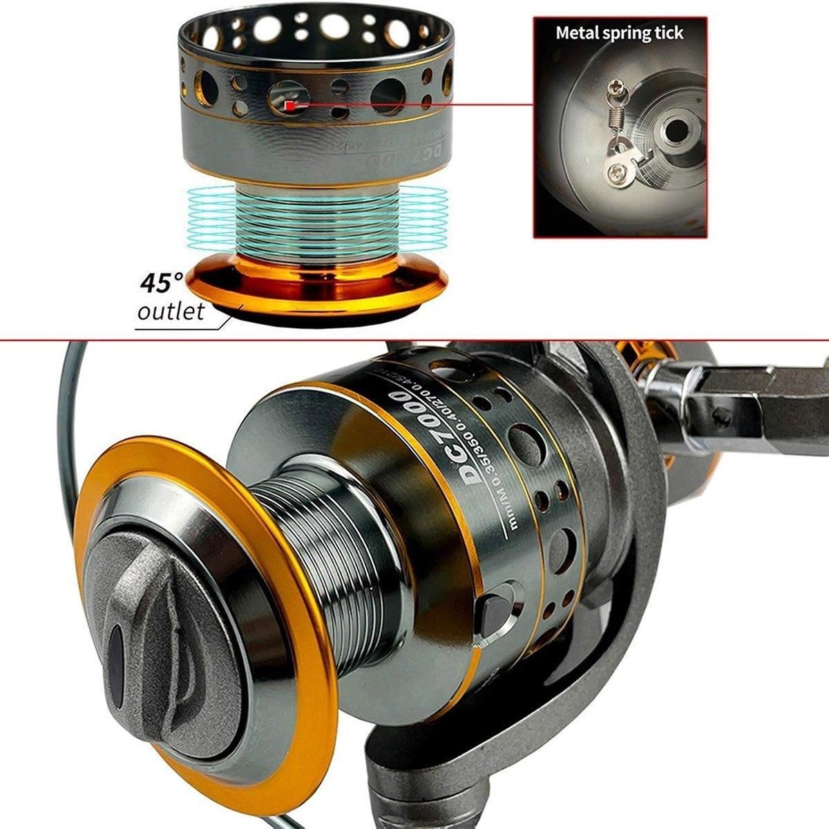 All-Metal Spinning Fishing Reel - CNC Alloy Wire Cup, Interchangeable Handle, 2000 Size