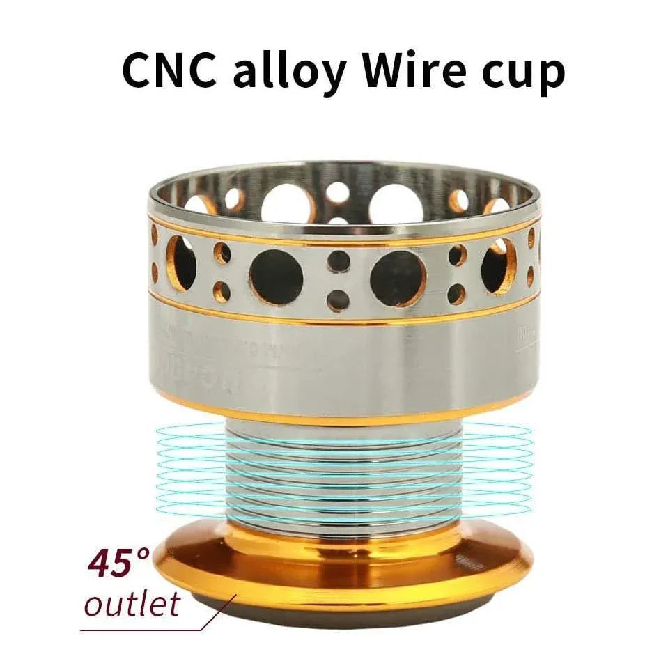 All-Metal Spinning Fishing Reel - CNC Alloy Wire Cup, Interchangeable Handle, 2000 Size