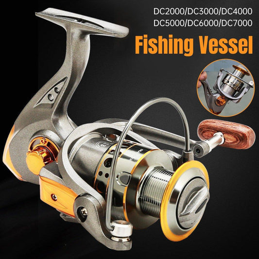 All-Metal Spinning Fishing Reel - CNC Alloy Wire Cup, Interchangeable Handle, 2000 Size