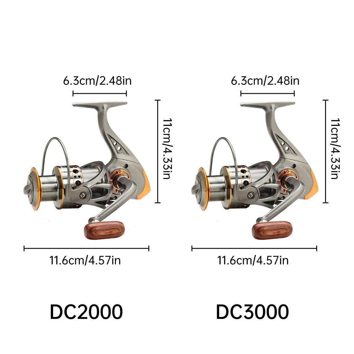 All-Metal Spinning Fishing Reel - CNC Alloy Wire Cup, Interchangeable Handle, 2000 Size