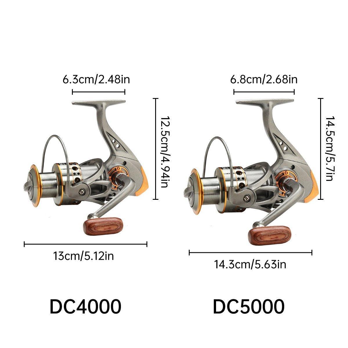 All-Metal Spinning Fishing Reel - CNC Alloy Wire Cup, Interchangeable Handle, 2000 Size