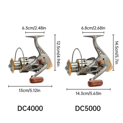 All-Metal Spinning Fishing Reel - CNC Alloy Wire Cup, Interchangeable Handle, 2000 Size