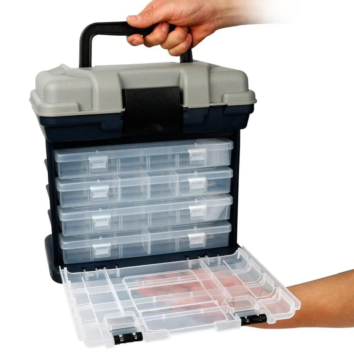 Premium Heavy Duty Fishing Tackle Box with 4 Removable Trays