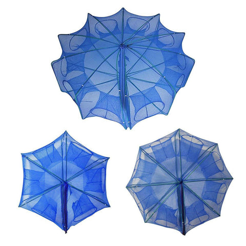 Premium Foldable Fishing Net Trap - Blue, 10 Holes