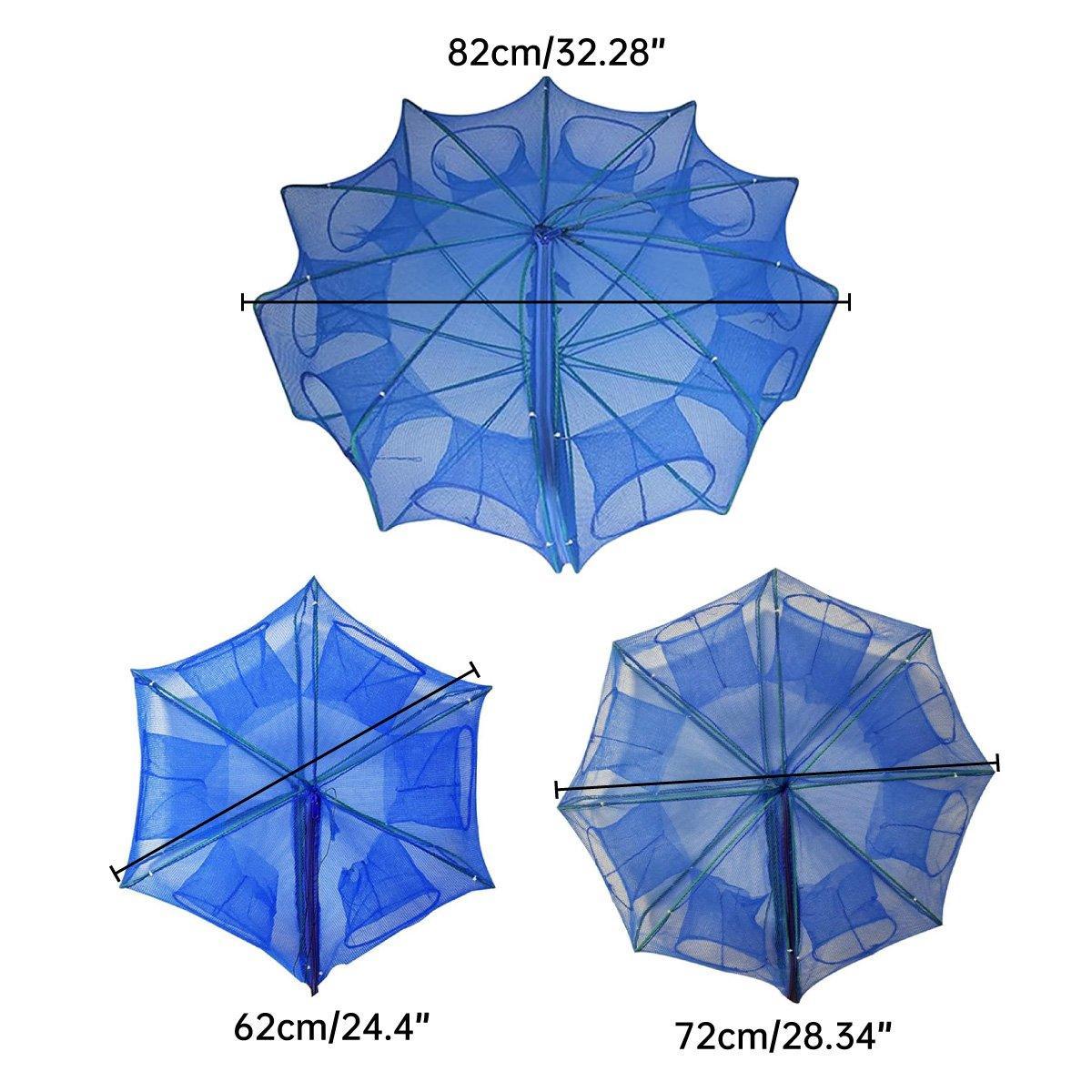 Premium Foldable Fishing Net Trap - Blue, 10 Holes