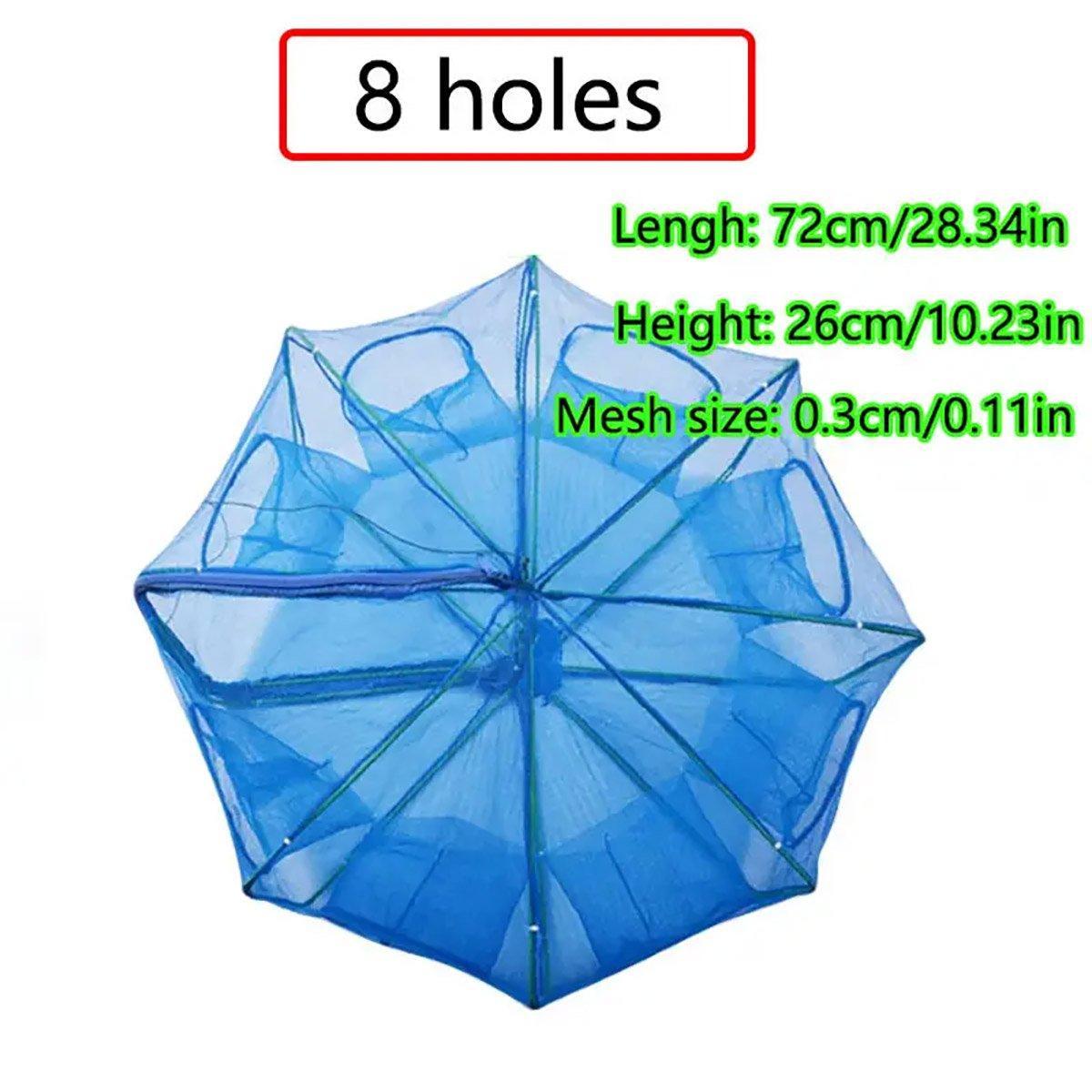 Premium Foldable Fishing Net Trap - Blue, 6 Holes