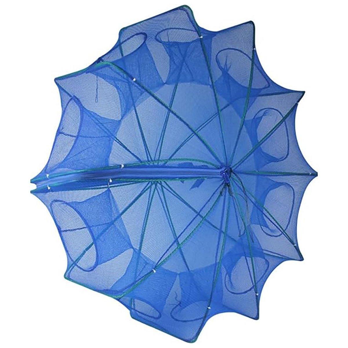 Premium Foldable Fishing Net Trap - Blue, 6 Holes