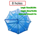 Premium Foldable Fishing Net Trap - Blue, 8 Holes