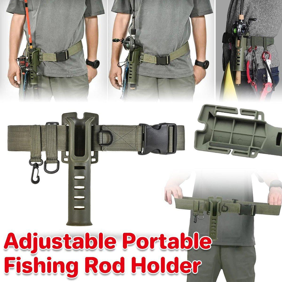 Premium Adjustable Fishing Rod Holder Waist Belt - Army Green