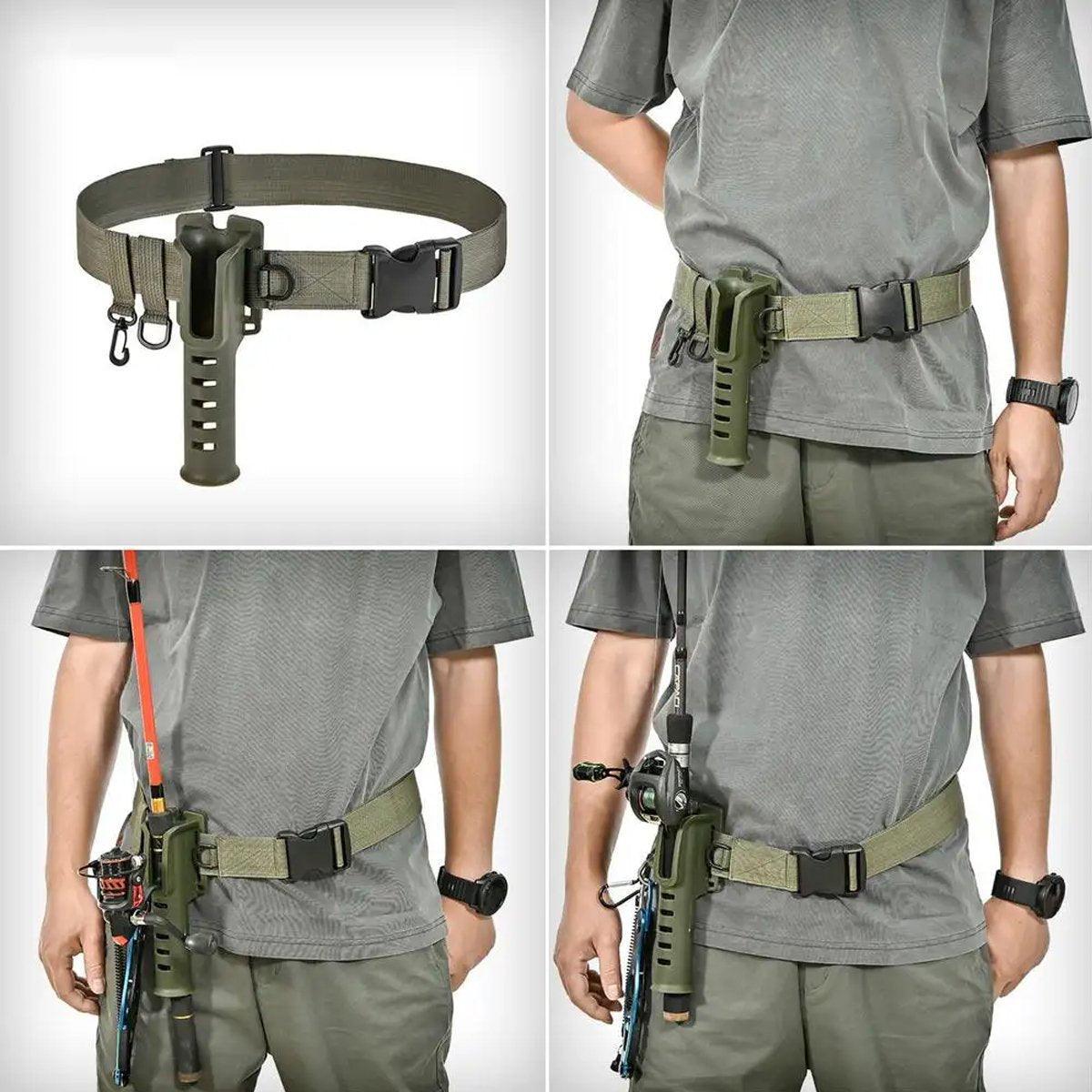 Premium Adjustable Fishing Rod Holder Waist Belt - Army Green
