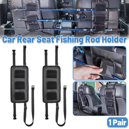 1 Pair Car Fishing Rod Holder Rear Seat Storage Rack Strap Belt Gear Organizer