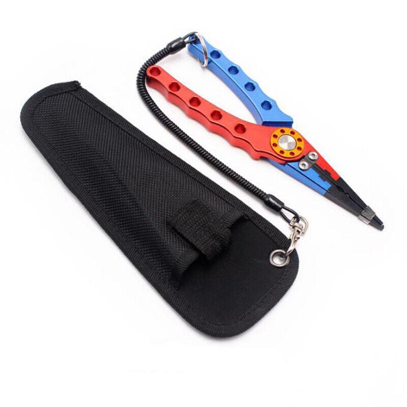 Aluminium Fishing Pliers Hook Remover Line Cutter Braid Mono Split Ring Fish Grip - Blue+Silver