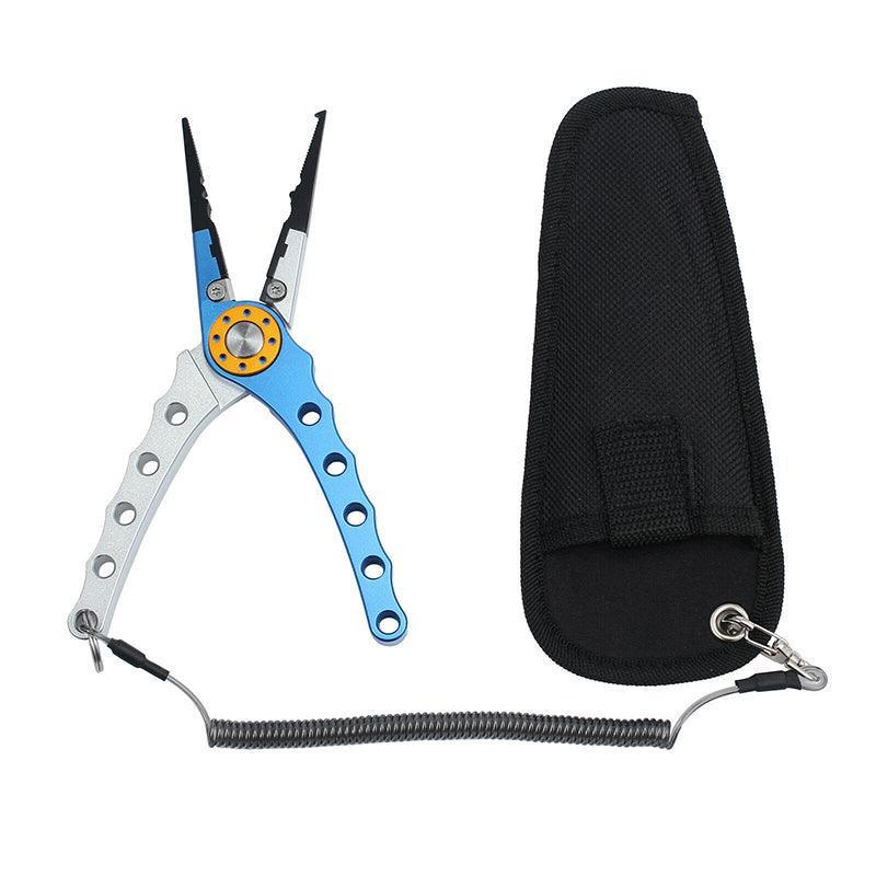 Aluminium Fishing Pliers Hook Remover Line Cutter Braid Mono Split Ring Fish Grip - Blue+Silver
