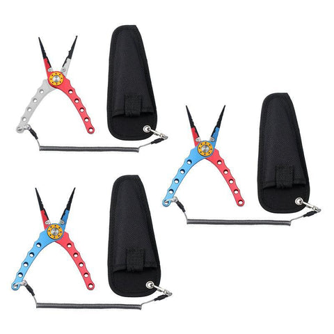 Aluminium Fishing Pliers Hook Remover Line Cutter Braid Mono Split Ring Fish Grip - Red+Silver - SuperSaverAU - view 2