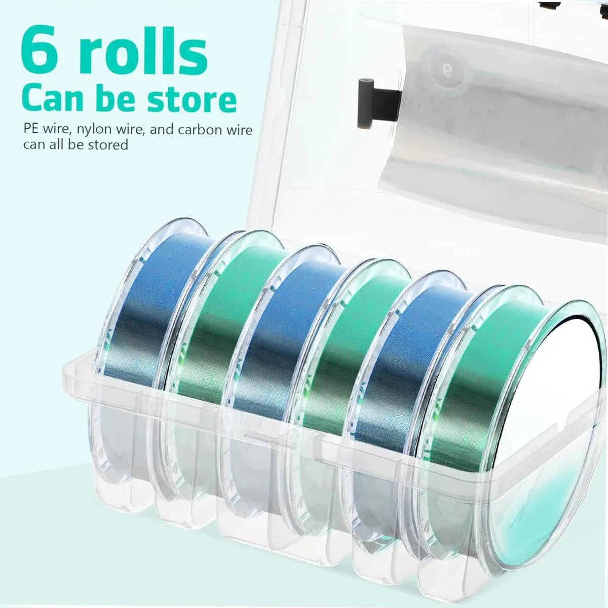 Premium Fishing Line Organiser Storage Box - 6 Spool
