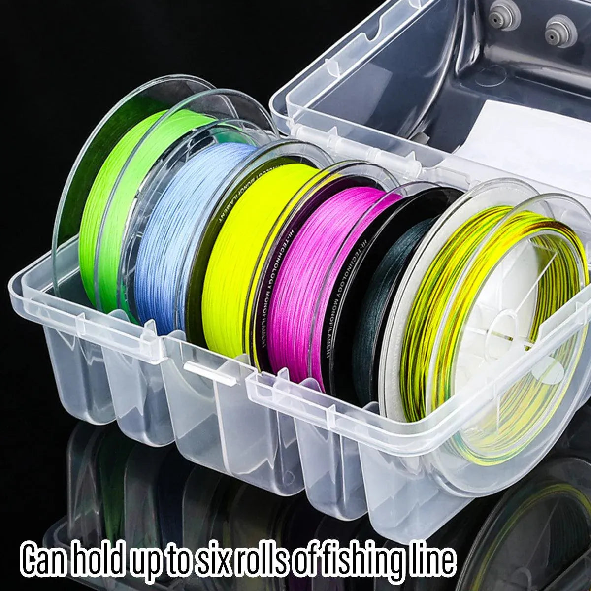 Premium Fishing Line Organiser Storage Box - 6 Spool