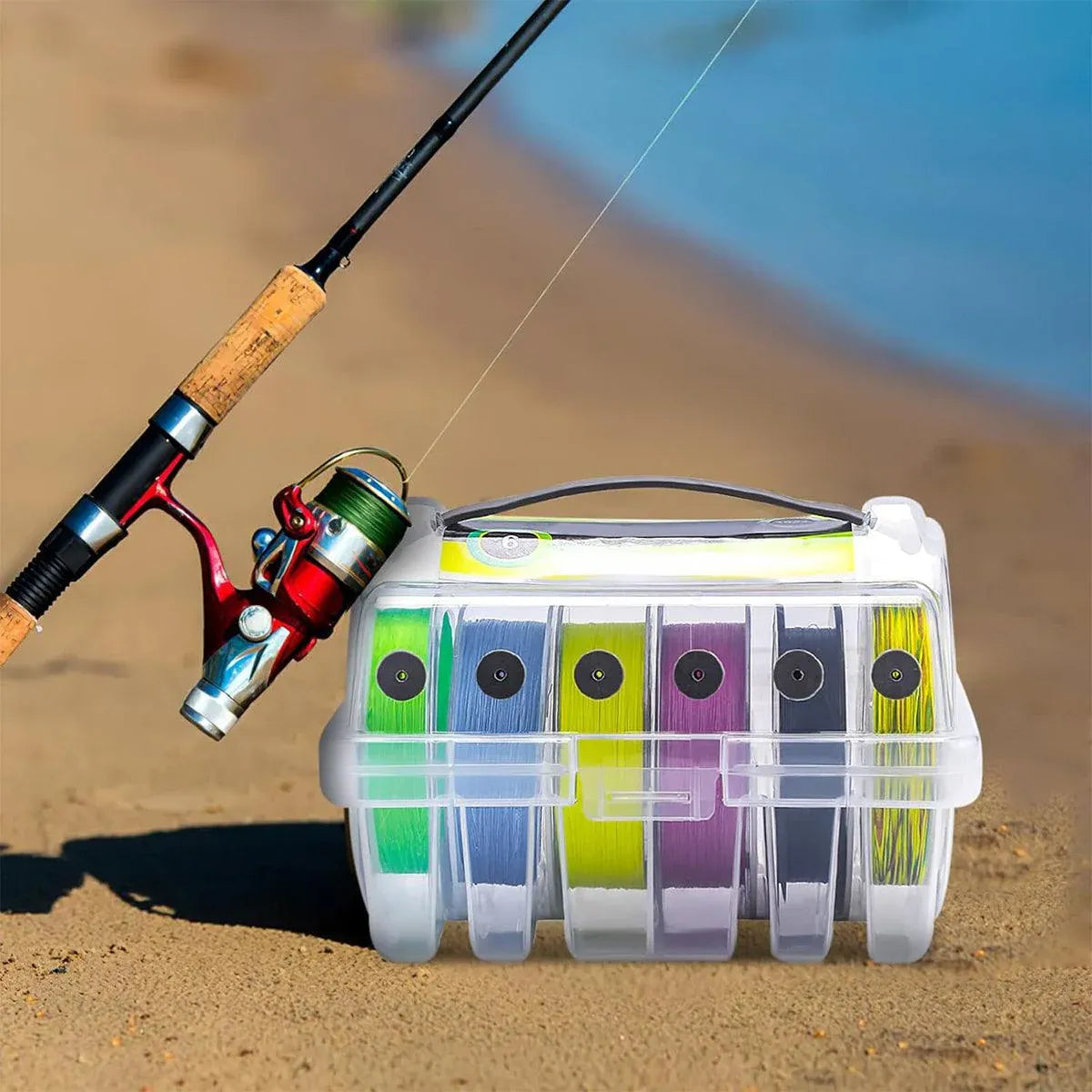 Premium Fishing Line Organiser Storage Box - 6 Spool