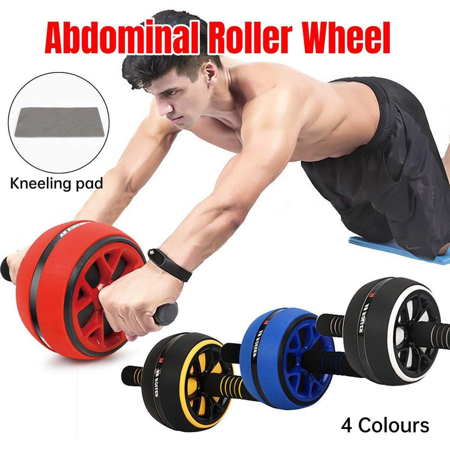 Premium Abdominal Muscle Roller Wheel with Kneeling Pad & Foam Handles - Red