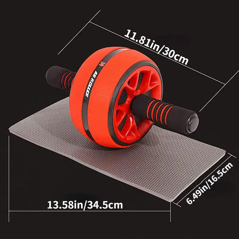 Premium Abdominal Muscle Roller Wheel with Kneeling Pad & Foam Handles - Red